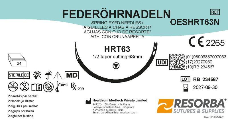 Голки хірургічні діаметром 1,3 мм, колючі з ріжучим вістрям, 1/2, довжиною 63 мм